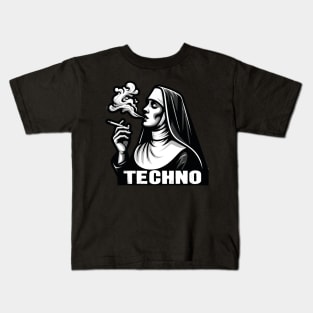 Renaissance Beats: Smoking Nun Techno Tee Kids T-Shirt